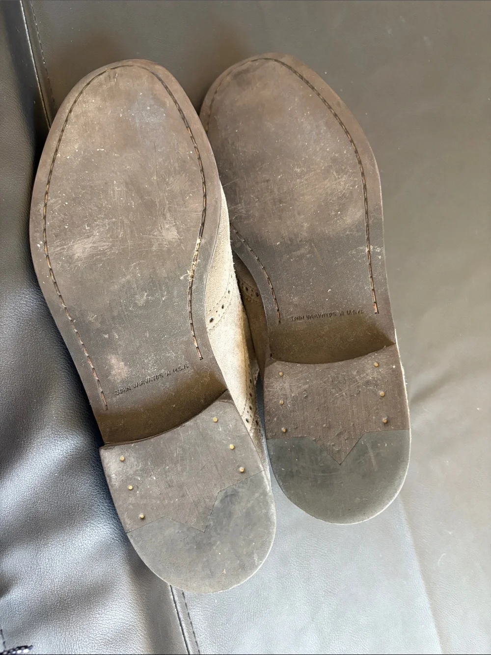 John Varvatos U.S.A. Gray Suede Wingtip Oxford Dress Shoes Men’s 9.5M